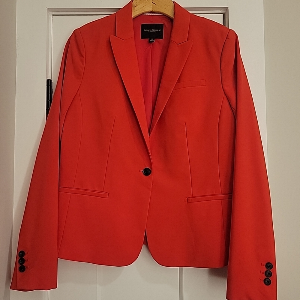 Banana Republic Orange Classic Fit Blazer Sz 8
